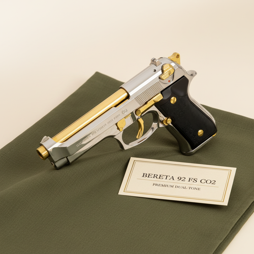 Beretta 92 FS Gold & Chrome Edition - Military Olive & Cream product image